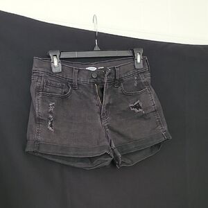 Old Navy Black Washed Distressed Jean Shorts